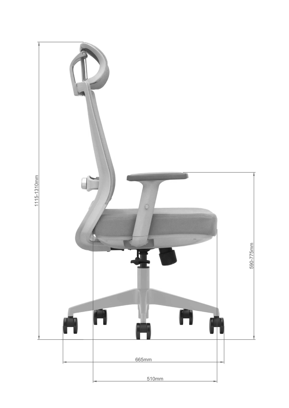 Wymiary fotela NEST - widok z boku